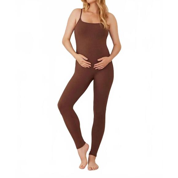 BUMPSUIT Pants - NEW BUMPSUIT sculpting rib soft maternity unitard jumpsuit in brown